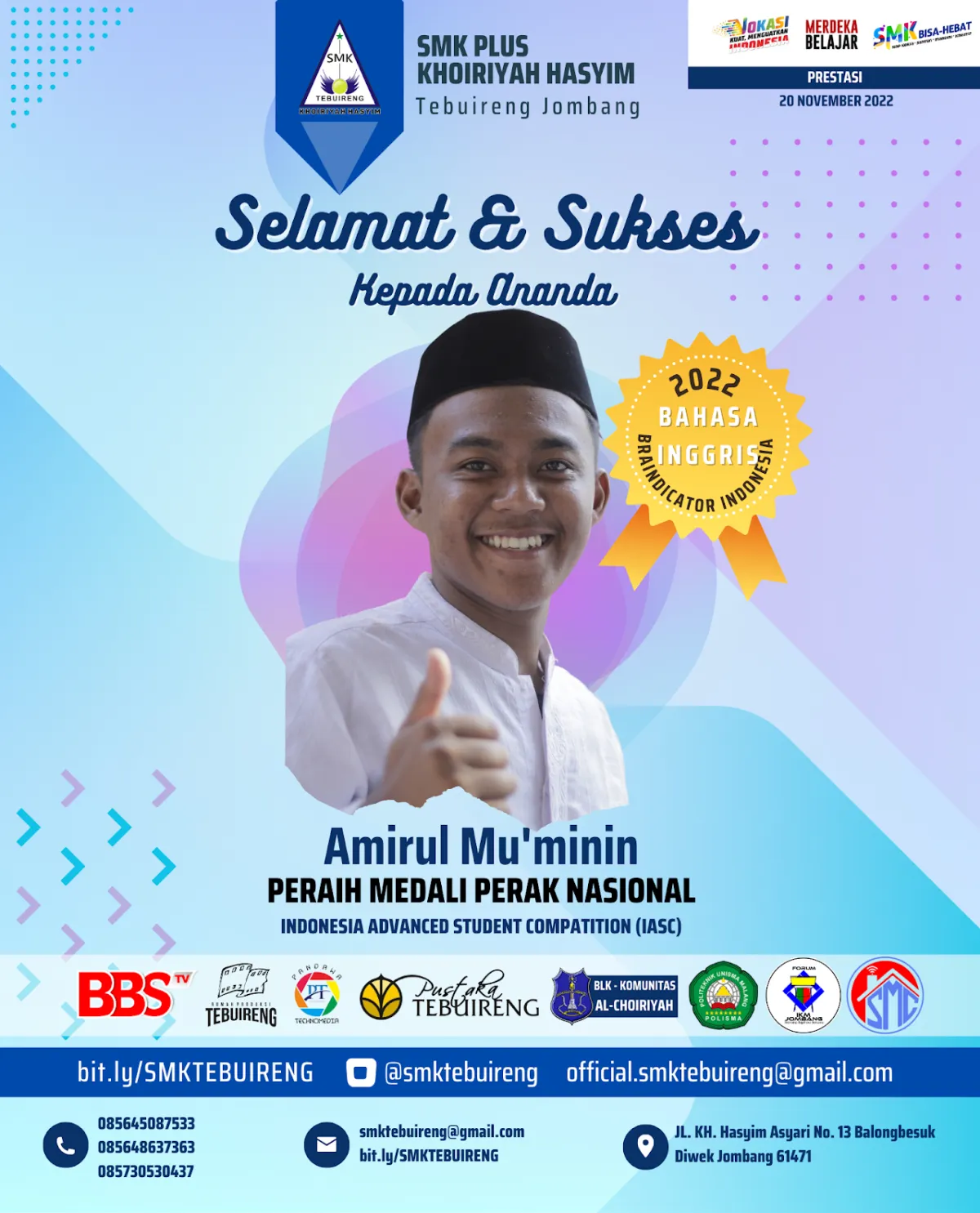 2022 - PERAK INDONESIA ADVANCED STUDENT COMPETITION (IASC) (BAHASA INGGRIS) TAHUN 2022